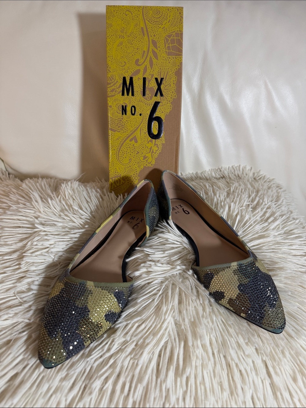 Mix No. 6 Fabienne Camo Printed Canvas D'Orsay Pointed Toe Rhinestone  Size 10